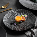 Eco-Friendly Matte Black 8-10 Inch Large Round Porcelain Dinner Plate Set Elegant Serving Plate for Steak Pasta Dessert Salad