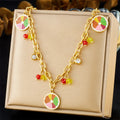 New Cartoon Stainless Steel Lemon Pendant Necklace Anti-Tarnish 18k Pvd Gold Plated Colorful Lemon Charm Necklace for Women