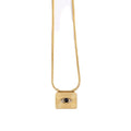 Non Tanish Gold Jewelry Stainless Steel Rectangle Eye Pendant Necklace