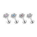 ASTM F136 Titanium 16G Ear Nose Studs Snow Flake Shaped Central CZ Earrings Labret Tragus Conch Helix Lobe Lip Piercing Jewelry