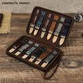 Vintage Crazy Horse Genuine Leather Men Women Watch Band Box Smart Watch Strap Display Storage Watch Suitcase