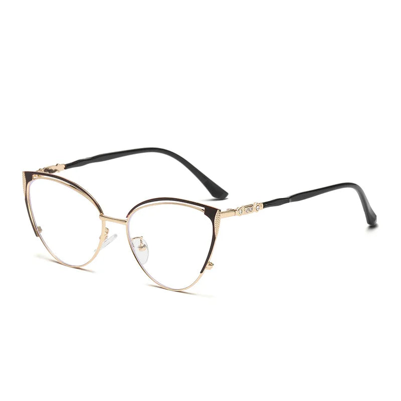 New Trending 2024 Fashion Cat Eye Eyeglasses Frames Custom logo Wholesale High Quality Metal Anti Blue Light Glasses Women