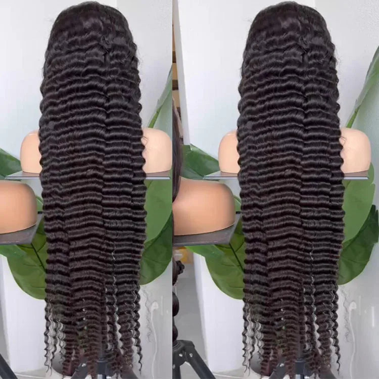 Drop Shipping  Deep Wave Cambodian Virgin Human Hair Transparent Natural Deep Wave 13x4 Lace Front Human Hair Wig Vendor