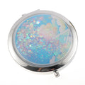 Custom Logo Mini Folding Round Small Hand Mirrors Double Sided Quicksand Liquid Glitter Compact Pocket Mirror For Makeup