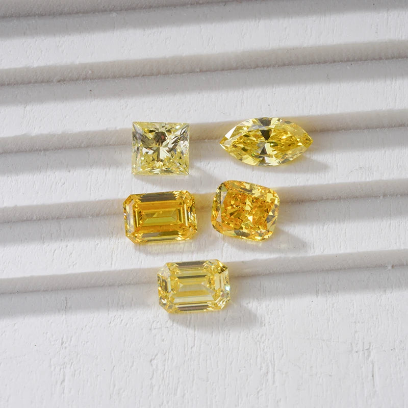 Starsgem Lab Grown Marquise Cut Yellow HPHT CVD Emerald Pea Cushion Loose Diamonds Wholesale Yellow HPHT CVD Lab Grown Diamonds