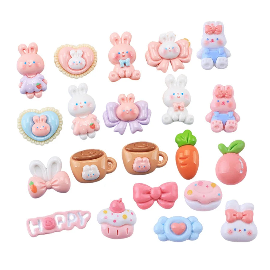 Lovely Rabbit Mold Flatback Resin Charm Keyring Pendant Diy Accessories