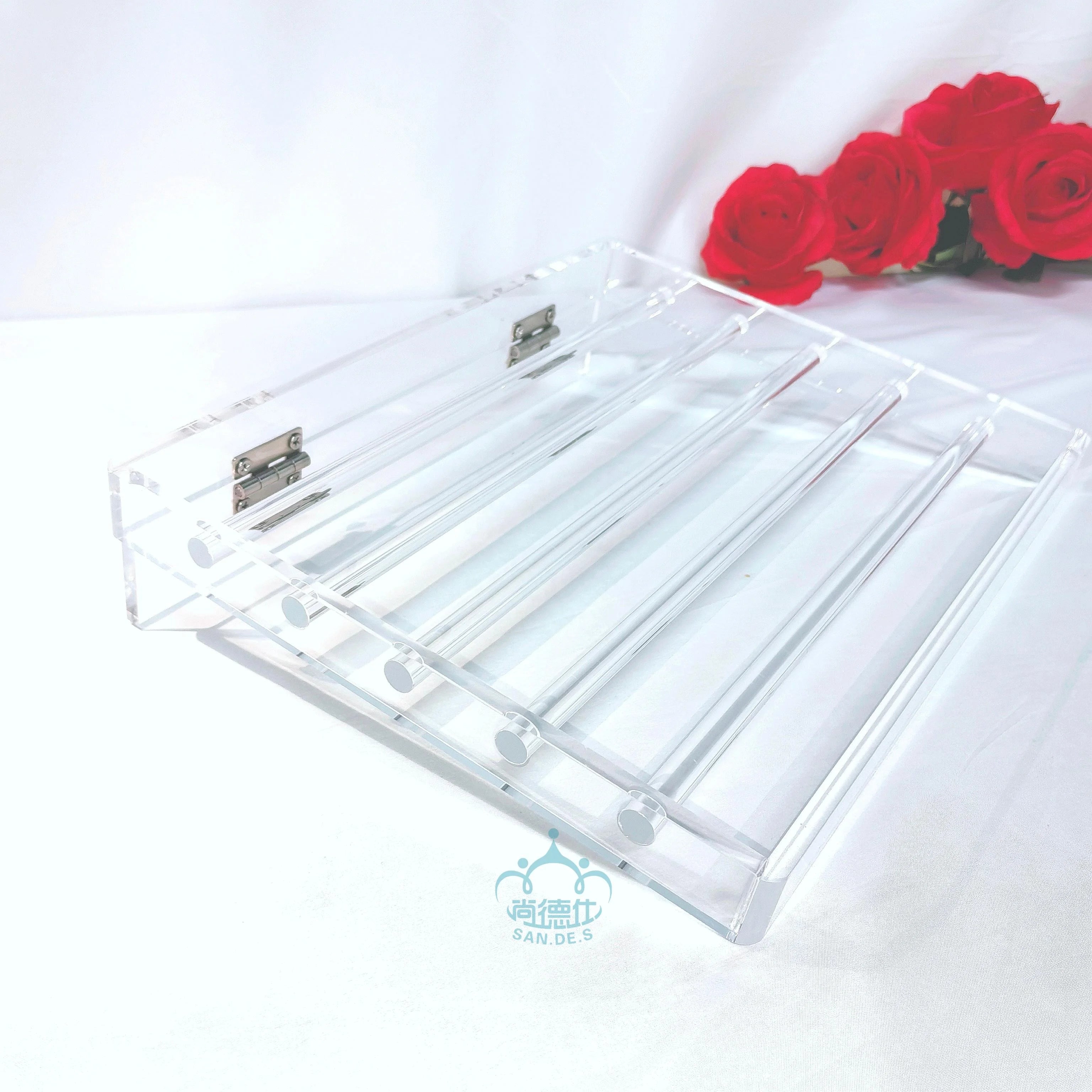Foldable Transparent Acrylic Towel Rack and Clothes Drying Pole Suspended Display Rack for Bathroom or Balcony