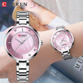 For CURREN 9051 Waterproof Women Wristwatch Elegant Luxury Sport Style Stainless Steel Ladies Watch 16mm Rhinestone Dial Quartz