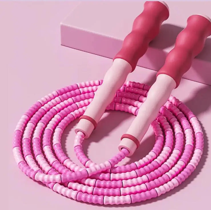 Bamboo Joint Beaded Jump Rope for Sport Workout PVC Material for Home Use
