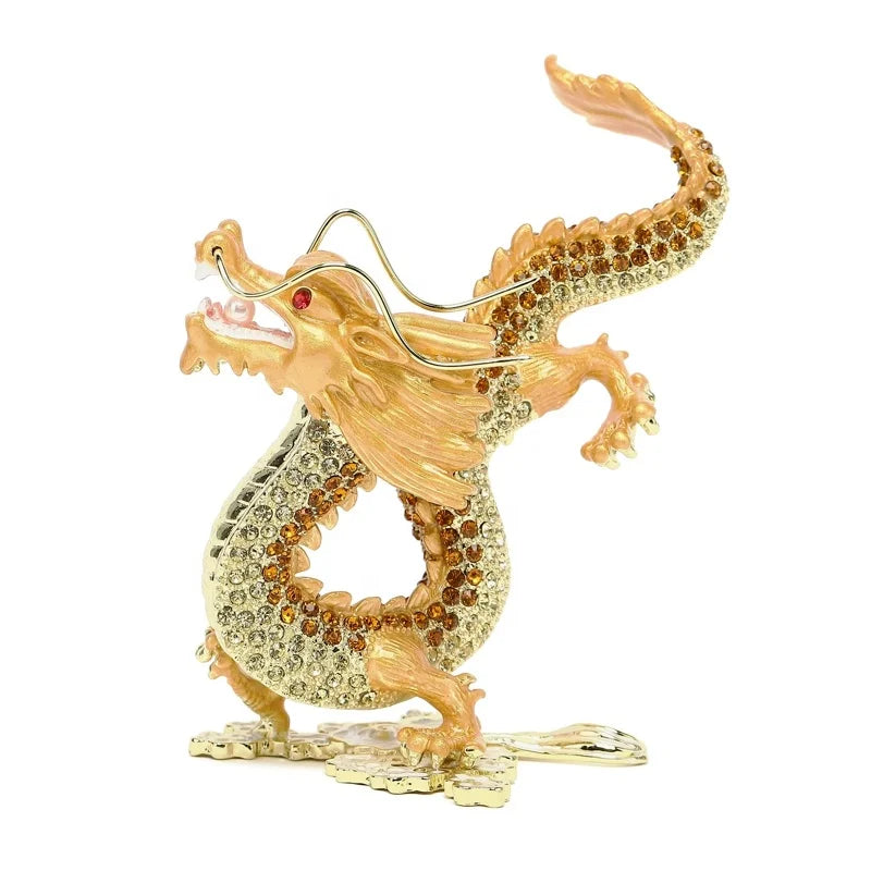SHINNYGIFTS Full Stores Metal Craft Dragon of Tewelve Animals FengShui  Home Decorative Enameled New Creative Gift