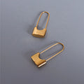 Fashion Lock Pin Style 18K Gold Plated Statement Earrings Stainless Steel Jewelry