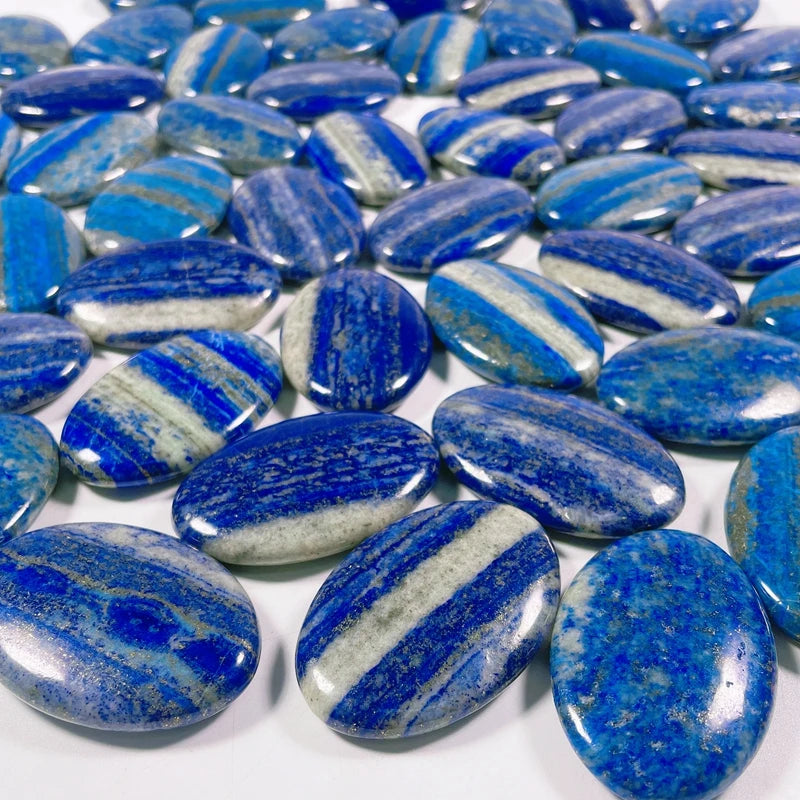 Hongzhuo Wholesale Smooth Pocket Stone Oval Lapis Lazuli Crystal Quartz Palm Massage Craft for Meditation