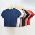 Custom Milk Silk Crop Tops Women T-shirt White Yoga Fitness Slim Fit Tshirt T Shirts Tshirt Ladies Crop Tees Shirts