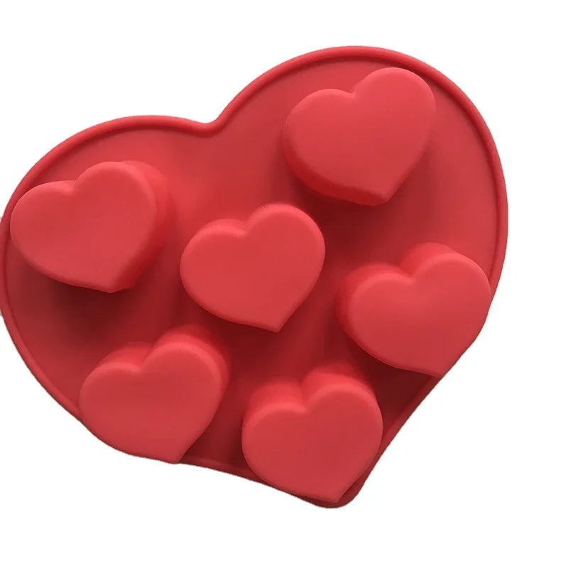 Saffron Valentine 6-Cavity Heart Shaped Silicon Cake Mold Big 3D Heart Silicone Molds for Baking Cupcakes and Muffins