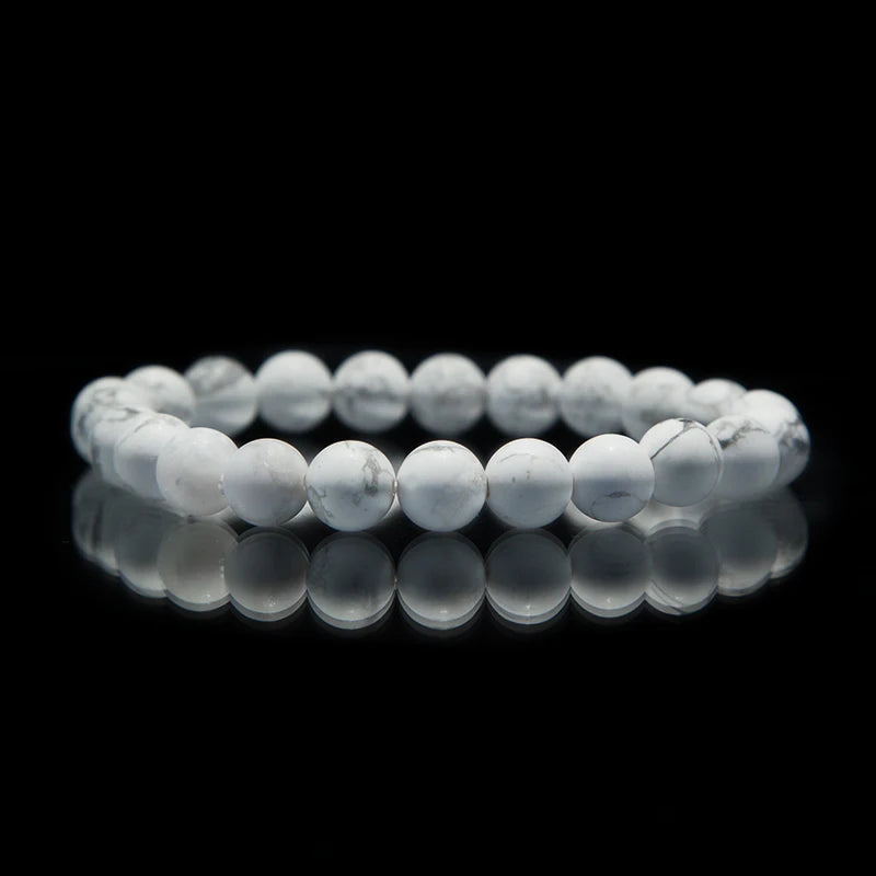 8mm Matte Natural Gemstone Jewelry Howlite Healing Bracelet Semi-Precious Stretch Fashion Beaded Bracelets Unisex