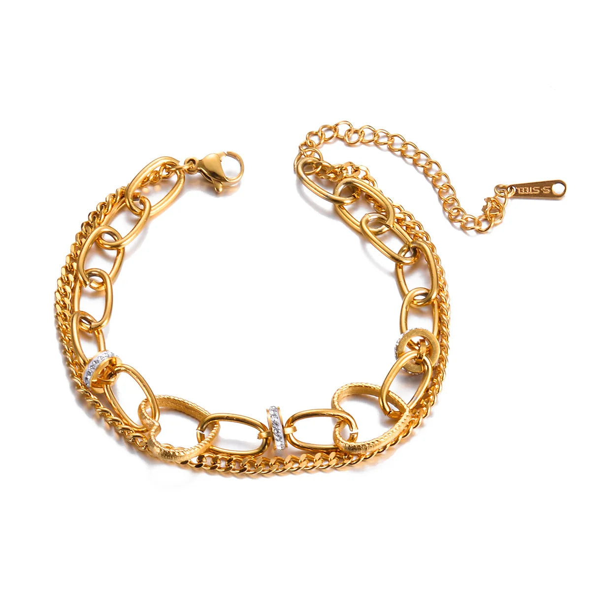 Fashion Trendy Ins Titanium Steel Bracelet 18k Gold Double-layer Chain Heart-shaped Design Jewelry Stainless Steel Bracelet
