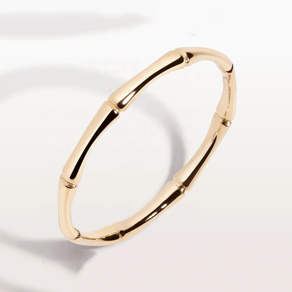LOZRUNVE 925 Sterling Silver Stackable Bamboo Gold Plated Ring Jewelry Wholesale