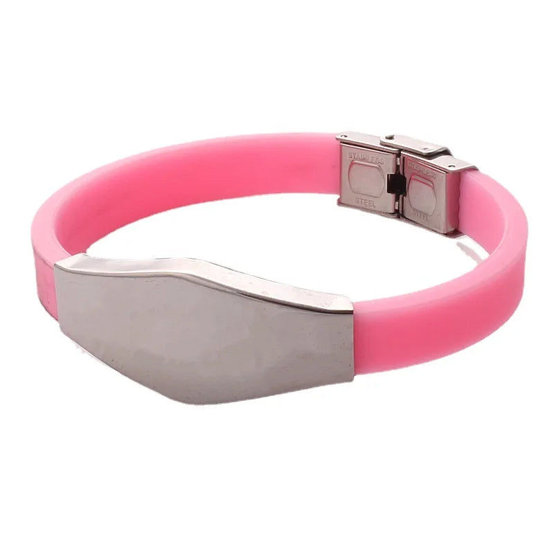 Drop Shipping Good Quality Personalized Stainless Steel Silicone Bracelet Custom Engraved Medical Alert Fine Bracelet