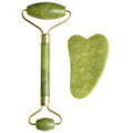 Natural Green XiuYan Jade Roller Set Heart Shape Guasha Facial Massager Green Facial Jade Roller and Gua Sha Set