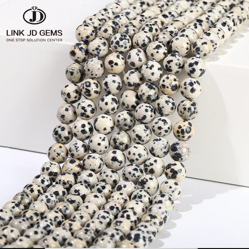 Natural Spot Beads 3-12mm Pice Size Matte Dalmation Jasper Loose Beads Faceted Spotted for DIY Jewelry Making Wholesale