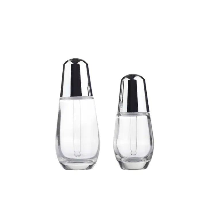 50 ml Holographic Empty Essential Oil Glass Packaging Cosmetic Press Dropper Bottle for Serum
