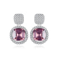Fine Jewelry 925 Sterling Silver Square Shape CZ Diamond Earrings for Women