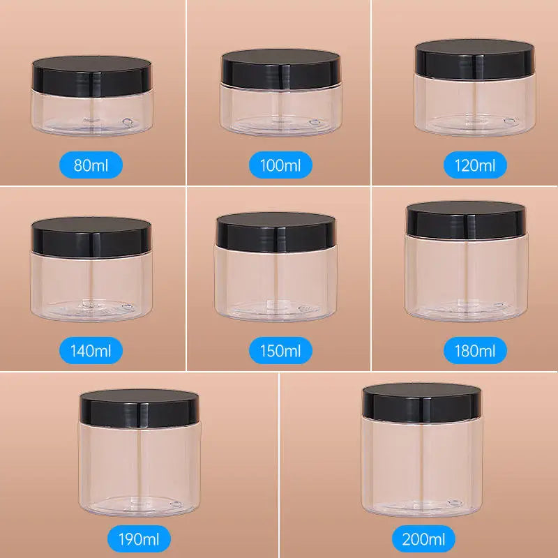 Custom Logo Empty PET Plastic Cosmetic Cream Jar Wide Mouth Screw Cap Container for Skin Care Face Cream Body Scrub Packaging