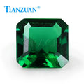 Dark Green Asscher Square Shape Emerald Cut Created Hydrothermal Muzo Emerald with Minor Cracks Inclusions Loose Gemstone