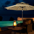 9FT Double Layer Courtyard Straight Pole Outdoor Umbrella Double Small Top Sunshade Hand Sun Umbrella with Led Lights