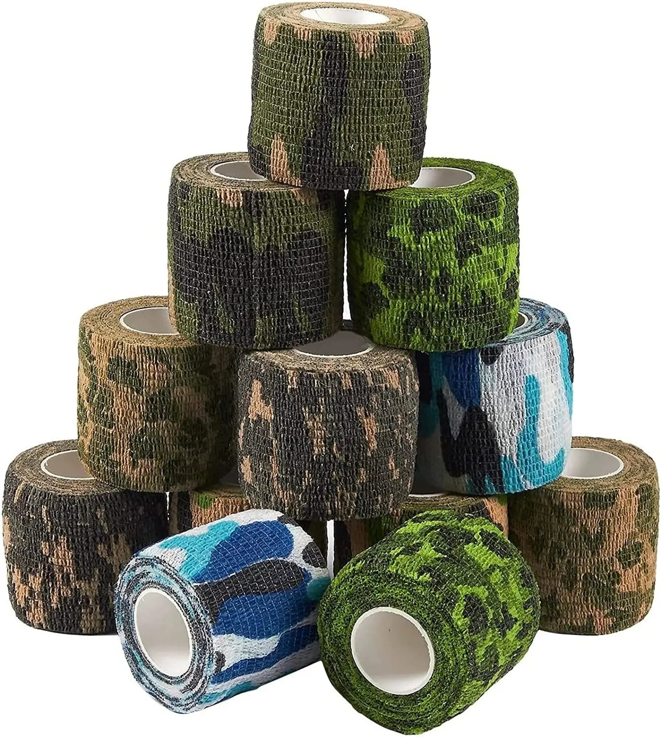 Tactical Hunting Outdoor Self Adhesive Bandage Wraps  Cohesive Vet Tape for First Aid (Camo Designs)