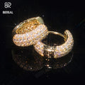 Fast Delivery 10K 14K 18K Solid Gold Hoop Earring Iced Out Round Brilliant Cut Moissanite Diamond Hoop Earrings