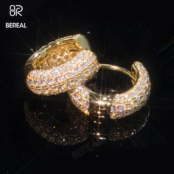 Fast Delivery 10K 14K 18K Solid Gold Hoop Earring Iced Out Round Brilliant Cut Moissanite Diamond Hoop Earrings