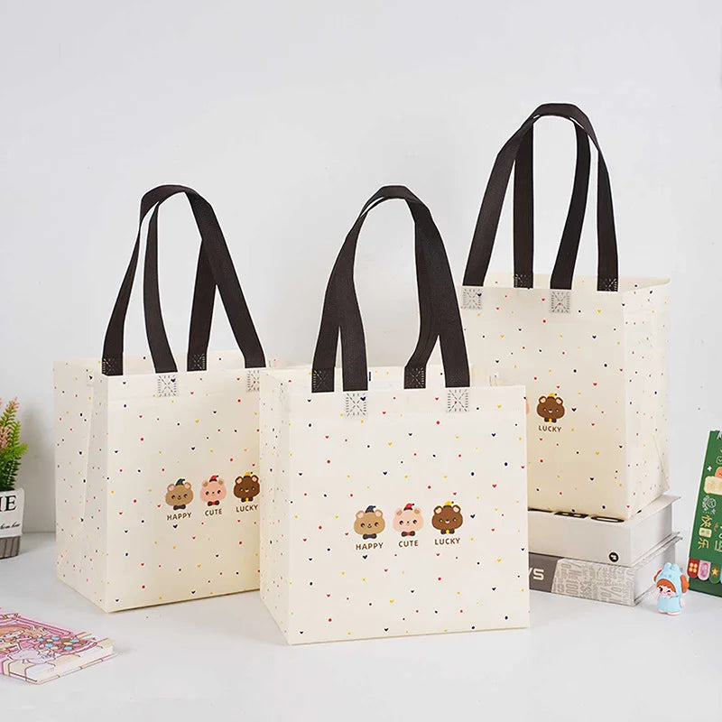 Customizable Cartoon Clothing Store Bag Non-Woven Fabric Handbag Gift Shopping Bag Ins Style Packaging Bag with Laminated