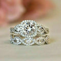 CAOSHI Hot Sale Manufucter Full CZ Silver Plated Ring Set Four Claws Cubic Zircon Wedding Rings Set Bride Woman