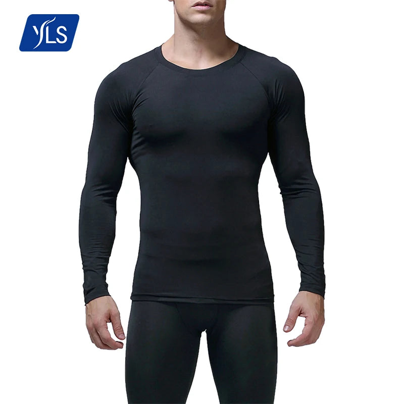 YLS 2022 High Quality Knitted Polyester Long Sleeve Sporty Athletic Quick Dry Breathable Eco-Friendly Sports T-Shirts for Men