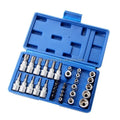 34Pcs Bits Socket Set Chrome Vanadium Steel Press Batch Sleeve Star E Type Screwdriver Socket Torx Bits Drill Holes Tool