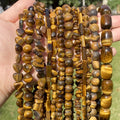 AAA+ Natural Yellow Tiger Eye Stone Round Rondelle Cube Faceted Heart Chip Beads for Jewelry Making Diy Bracelets Necklace 15"