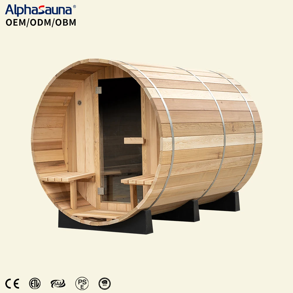 Alphasauna Shower Guangdong New Design Cedar Wooden Barrel Sauna Rooms for Commercial Use Indoor and Steam Room