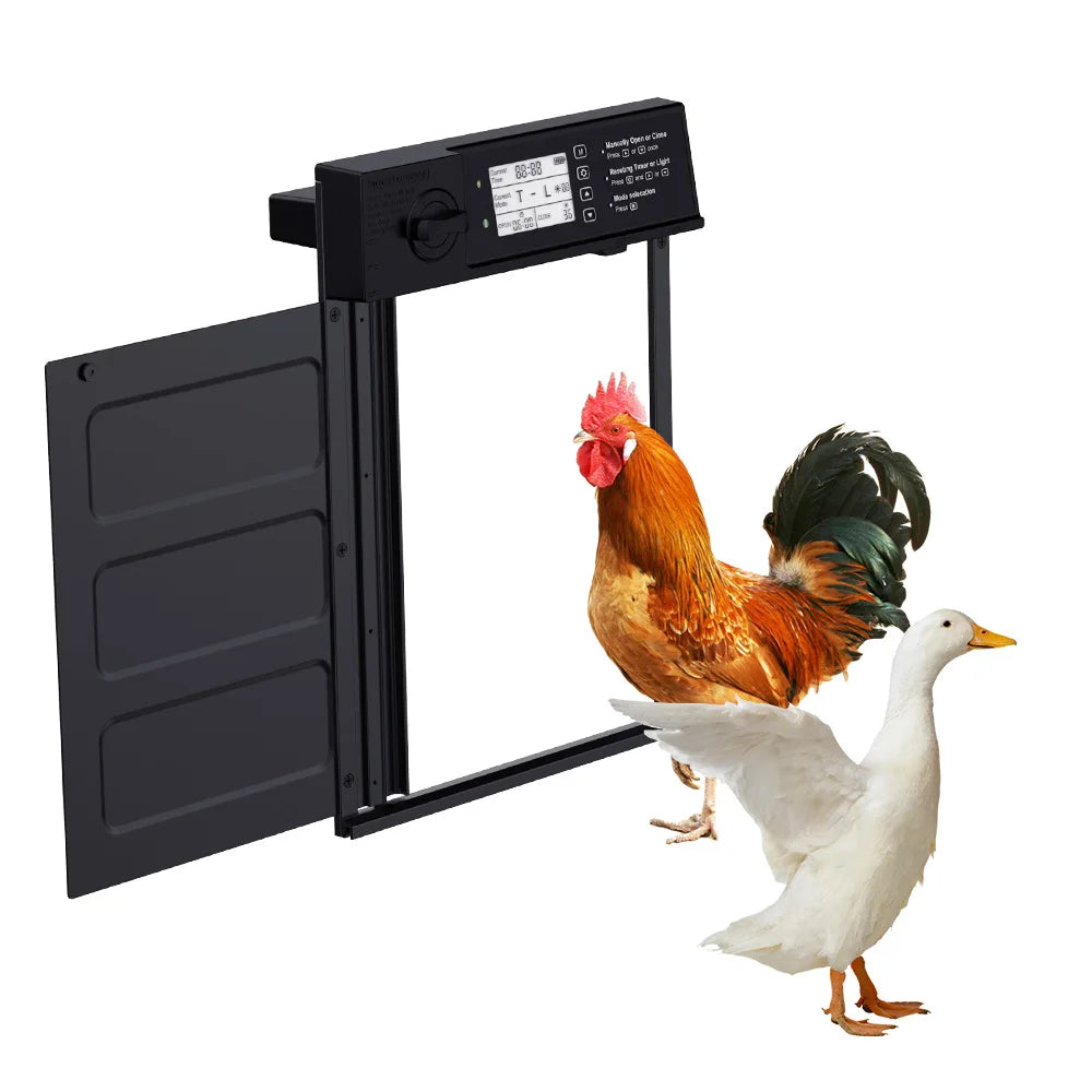 New Automatic Chicken Coop Door with Timer Sensor Chicken  Door Solar Rechargeable Renewable Chicken Door with Remote Control