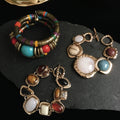 Fashion Creative Original Design Resin Stone Women Bracelets African Stylish Unisex Retro Beads Turquoise Couple Bangle Bracelet