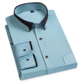 New Fashion Men Office Shirts Solid Color Button Lapel Long Sleeve Business Korean Tops Blouse Casual Dress Shirt