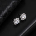 S925 Sterling Silver Hip Hop 1Pair Iced Out Square Earring  AAA+ Bling CZ Stone Earrings for Men&Women Jewelry