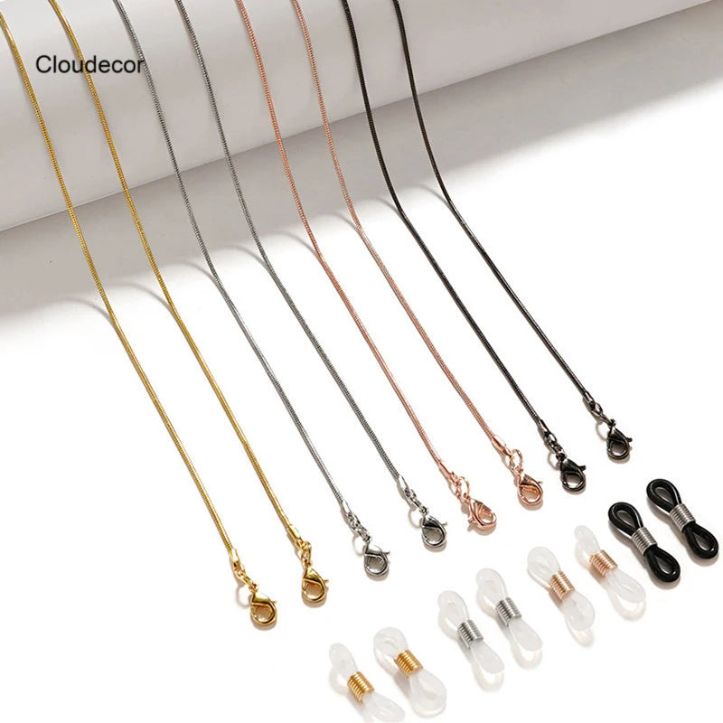 Thin Snake Chain Strap Holder for Sunglasses FaceMask Holder Eyeglasses Accessories Necklace 18k Gold Glasses Chain
