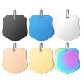 Novel Gentleman Shield-shaped Geometric Stainless Steel  Identity Charm with Engraving Anti-lost Pendant Collar Accessories