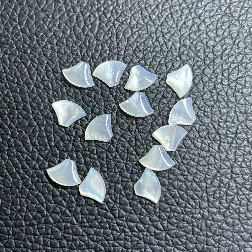 Natural White Mother of Pearl Shell Fan Shape Flat Bottom VC Jewelry Loose MOP Cabochon Gemstones for Earring