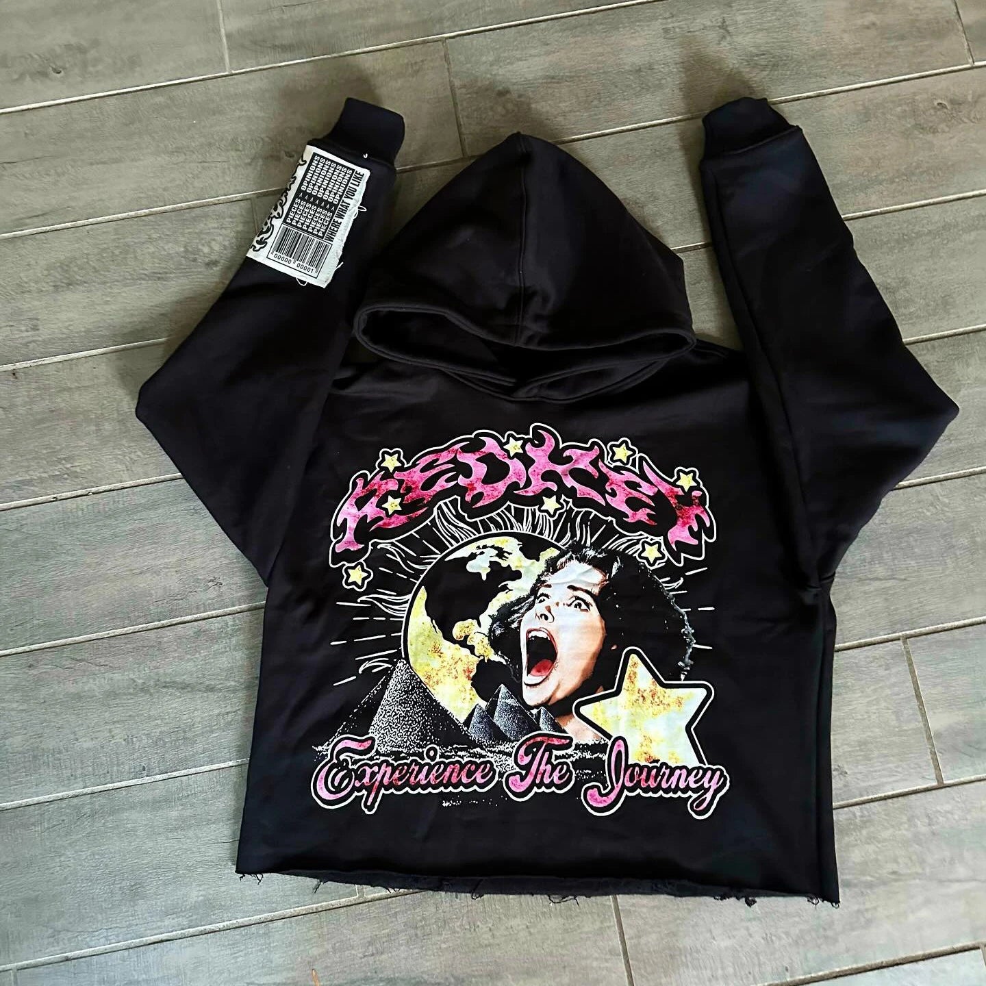 Unisex Acid Wash Distressed Vintage Design Cropped Boxy Hoodie Custom Streetwear Heavyweight Cotton Pullover Raw Hem Hooded DTG