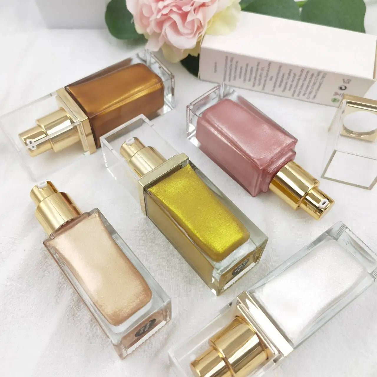 Wholesale Makeup Vegan Body Shimmer Oil Liquid Bronzer Private Label Spray Liquid Highlighter Shimmer Body Oil