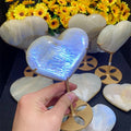 Wholesale Crystals Stones Natural Blue Moon Stone Heart Good Flash for Crystal Healing Stone