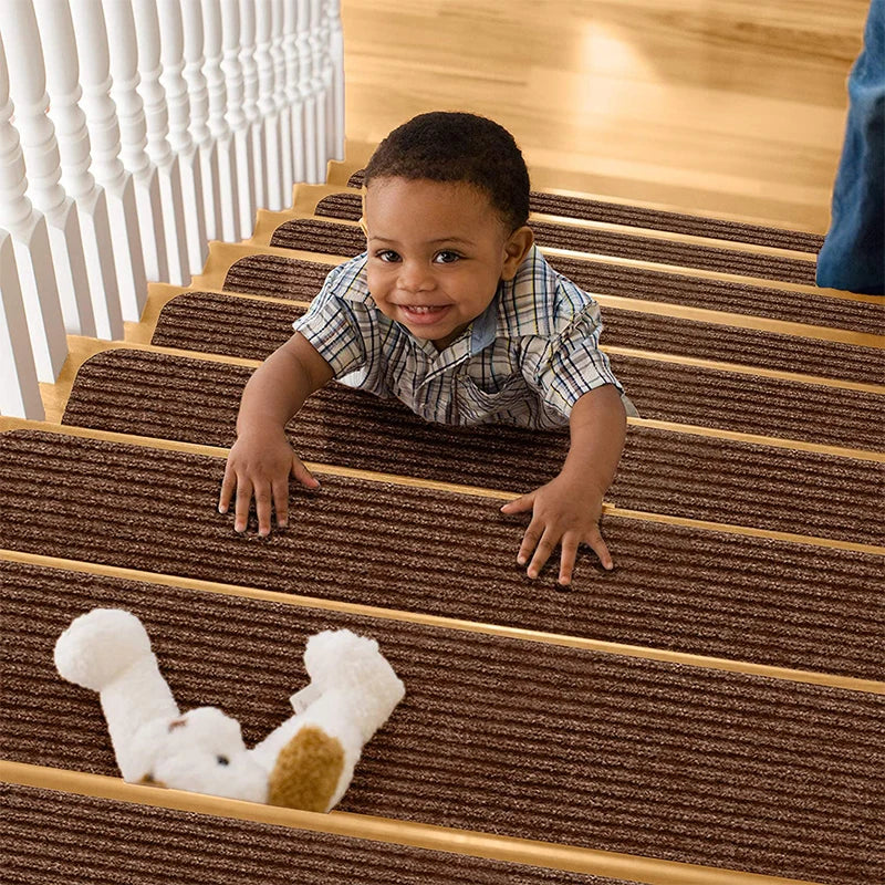 Indoor Stair Mats Treads Carpet Non Slip Low Pile Polyester Modern PVC Backing Commercial Stair Area Rug