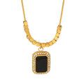 New Black Geometric Blocks Classic Simple Pendant Gold Plated Stainless Steel Link Chain Fashion Jewelry Necklaces Waterproof